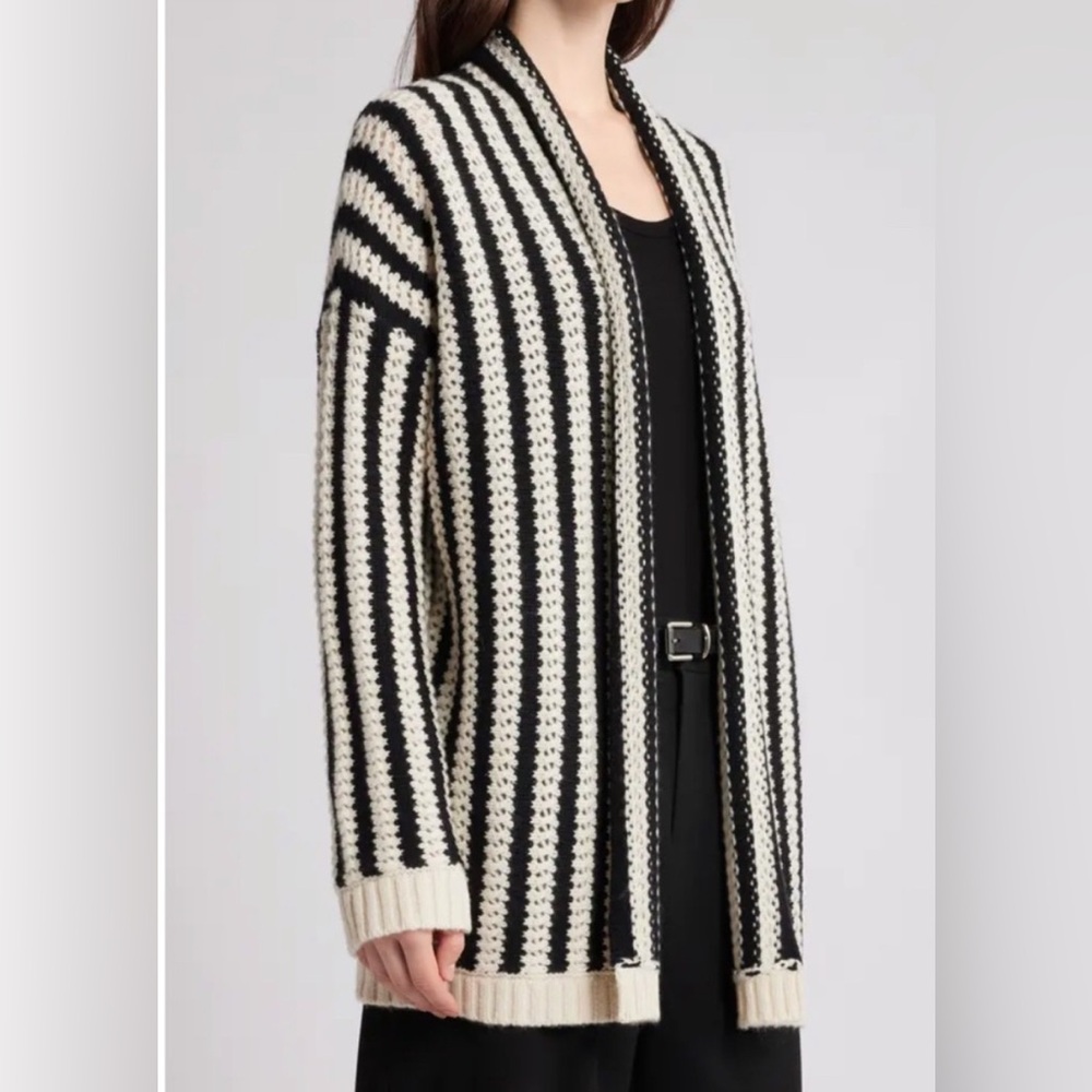 Nordstrom Signature Chainette Stripe Wool and Cashmere Cardigan